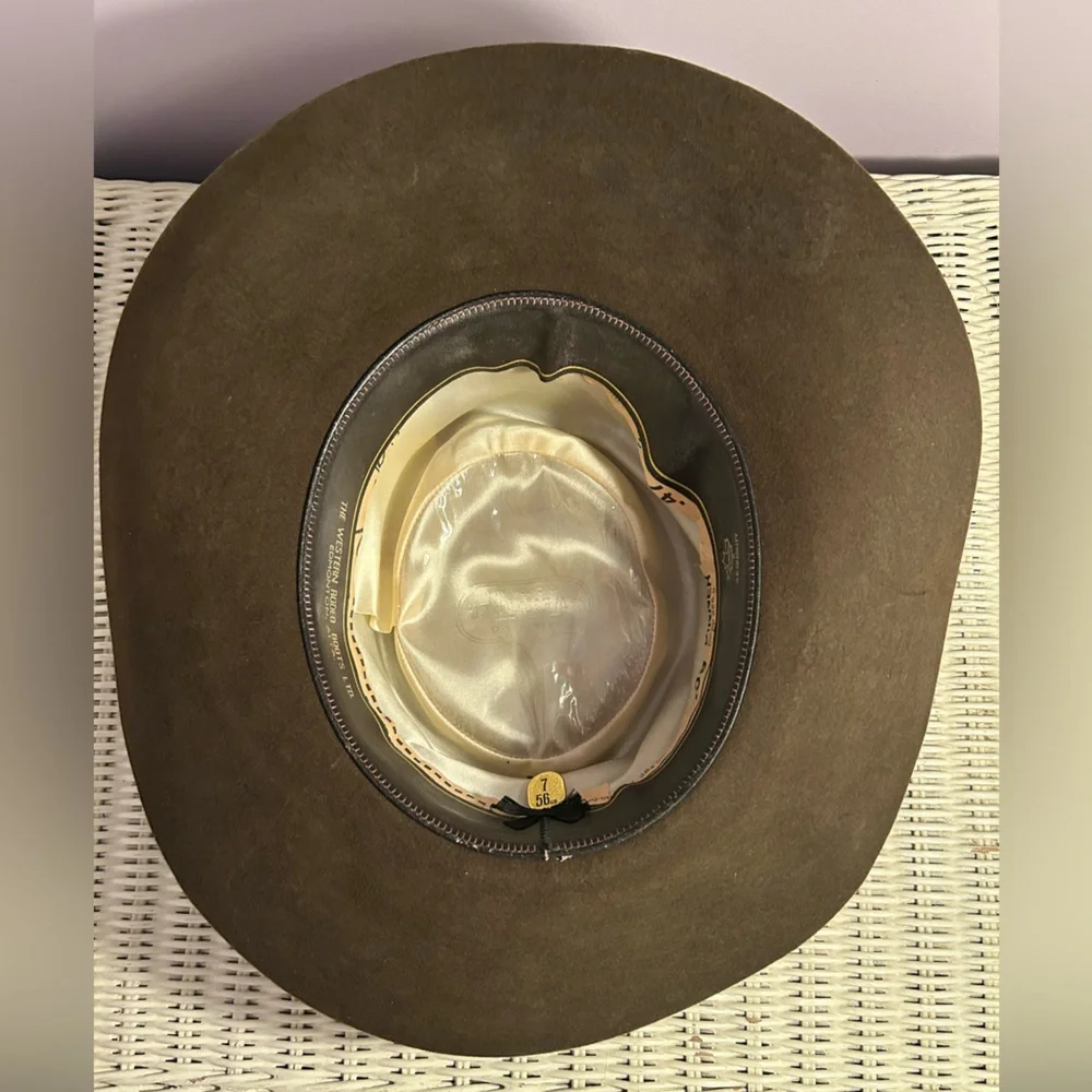 Vintage 1970s Western Rodeo Boots Edmonton Brown Felt Cowboy Hat 4x Quality - Picture 5 of 9